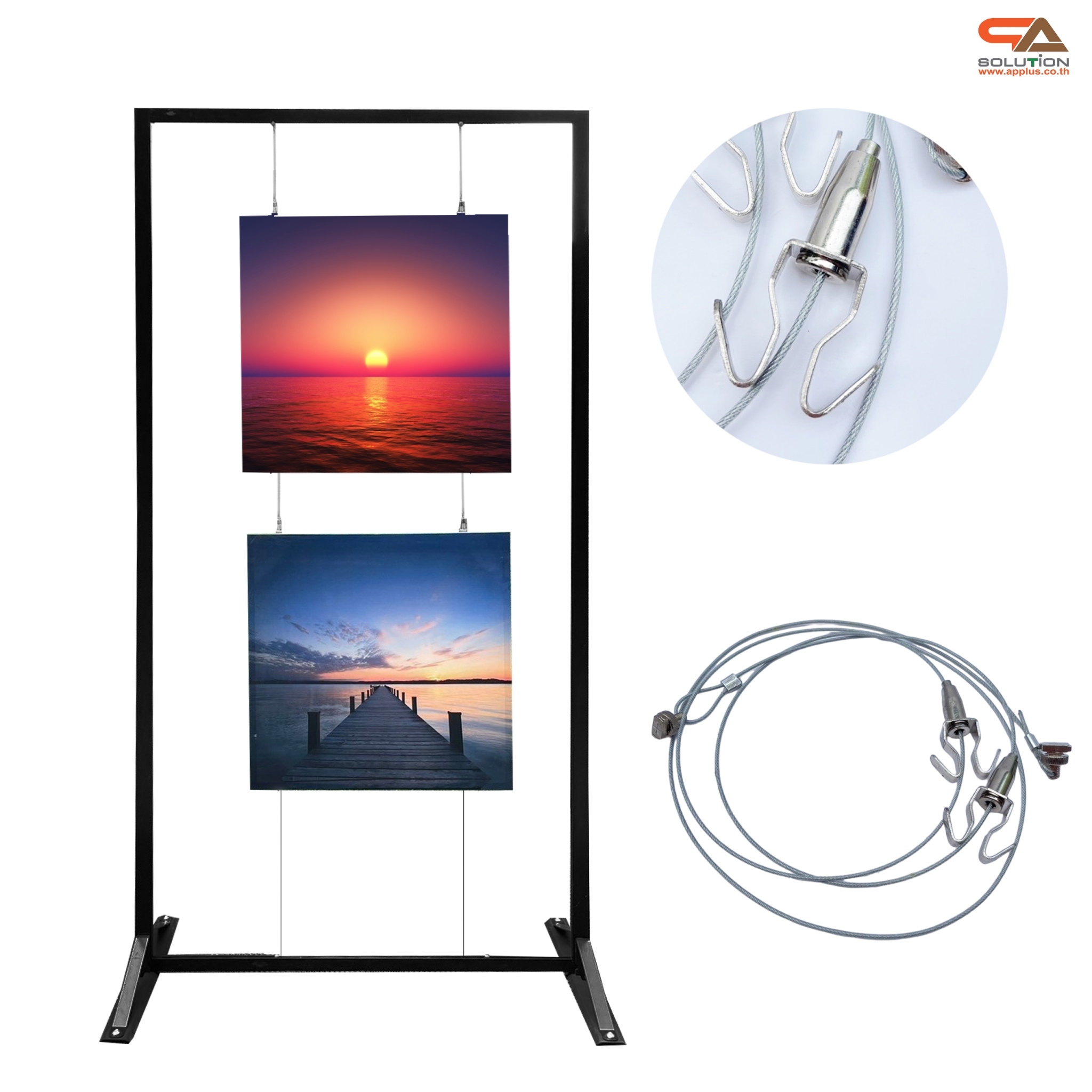 บอร์ดนิทรรศการ พร้อมชุดสลิง 2 ขอ รุ่น DOUBLE SIDED ขนาด(W)100 x (W)200 cm. สามารถแขวนภาพได้ 2 ด้าน 4 ภาพ บน 2 ภาพ-ล่าง 2 ภาพ ถอดประกอบได้