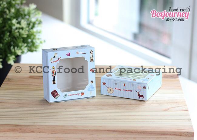 กล่องบราวนี่ 1 ชิ้น สีฟ้า (50ใบ)