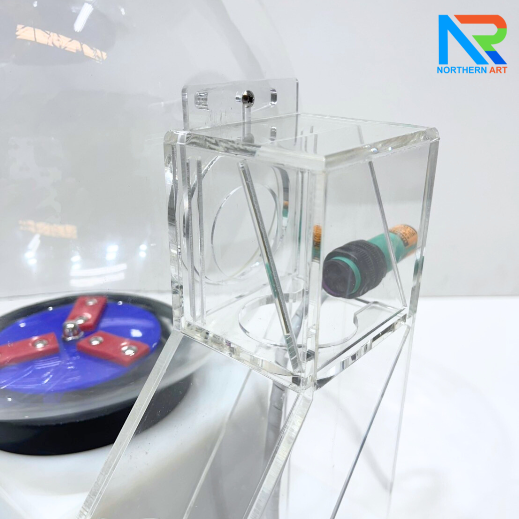 เกมส์จับฉลากไฟฟ้าทรงกลม ตั้งโต๊ะ ขนาด (W)35 X (L)30 X (H)45 cm. ตัวเกมส์หมุนเองอัตโนมัติ พร้อมระบบเซ็นเซอร์จับลูกบอล