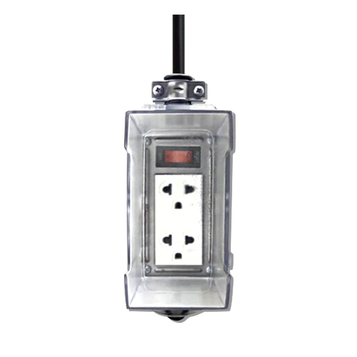 NANO บล็อคยาง + เต้ารับ 2 ช่อง + เมนสวิทซ์ 16A + ฝา PC กันน้ำ (สายยาว 20M) รุ่น RB16HS2-20M-CC (1 ชิ้น/กล่อง)