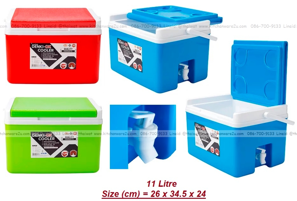 P11464 กระติกเหลี่ยม 11 ลิตร พร้อมก๊อก (26*34.5*24 cm) No.OK ดีไซน์ใหม่ ราคาส่งต่อ 12 ใบ: เฉลี่ย 310 บต่อใบ