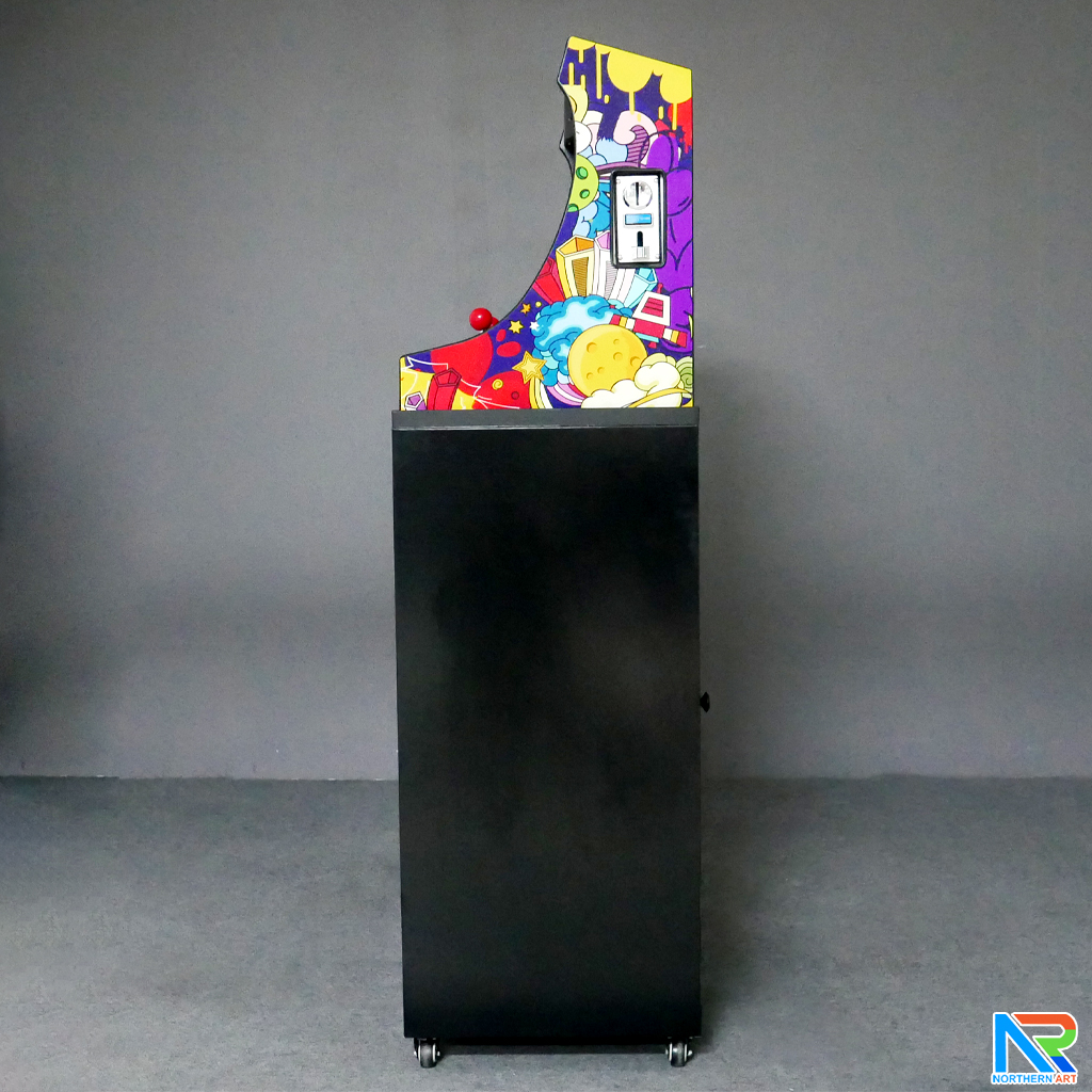 เช่าตู้เกมส์กดตั้งพื้น พร้อมเกมส์นับ 1,000+ มีลำโพงและเพลงในตัว เล่นพร้อมกันได้ 2 คน ขนาด (W)59 x (D)42 x (H)144cm