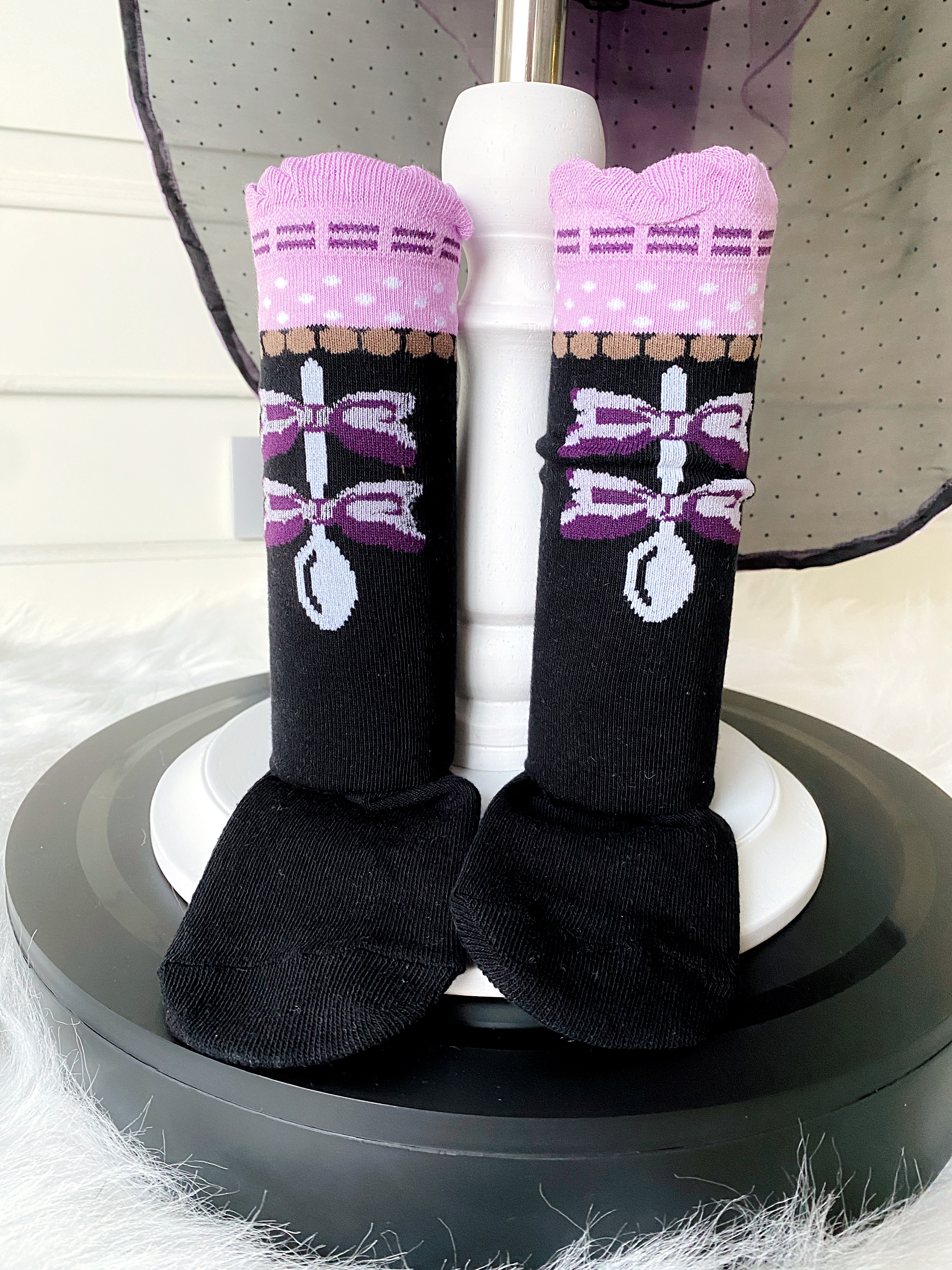 (HW) (เซต 3 ชิ้น) ชุดคอสเพลย์งานไฮพรีเมี่ยม คุโรมิ Kuromi ครบเซต (ชุด+ที่คาดผม+ถุงเท้า)