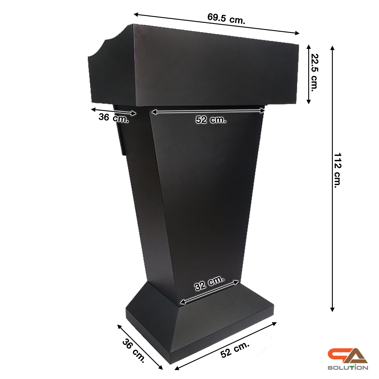 CLEARANCE SALE โพเดียมรปภ. เหล็กสีดำ พร้อมลิ้นชัก ขนาด (W) 69.5 x (L) 36 ซม. สูง 112 ซม.