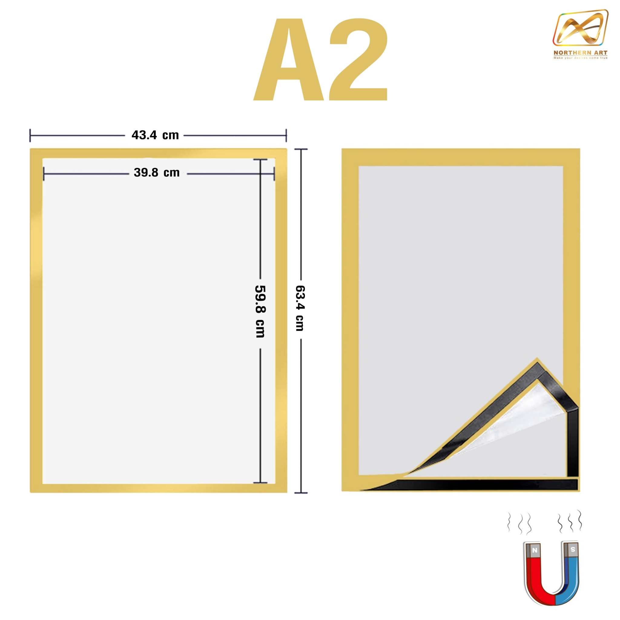 กรอบใส่ภาพ เฟรมใส่ภาพ พร้อมแถบแม่เหล็ก เปลี่ยนภาพง่าย ติดกระจกได้ ขนาด A4,A3 และA2