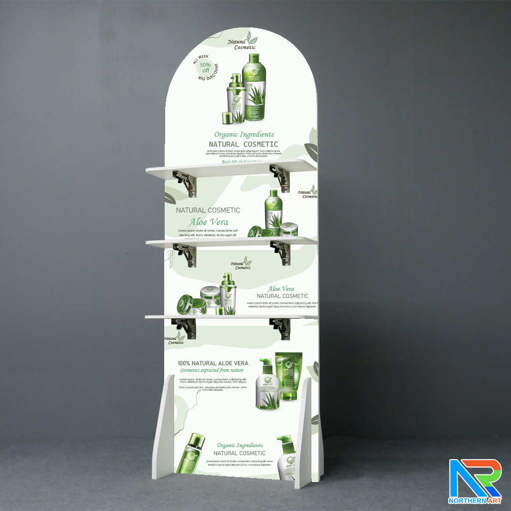 ชั้นวางสแตนดี้ไม้ MDF ปิดผิวเมลามีน แบบพับขั้นวางได้