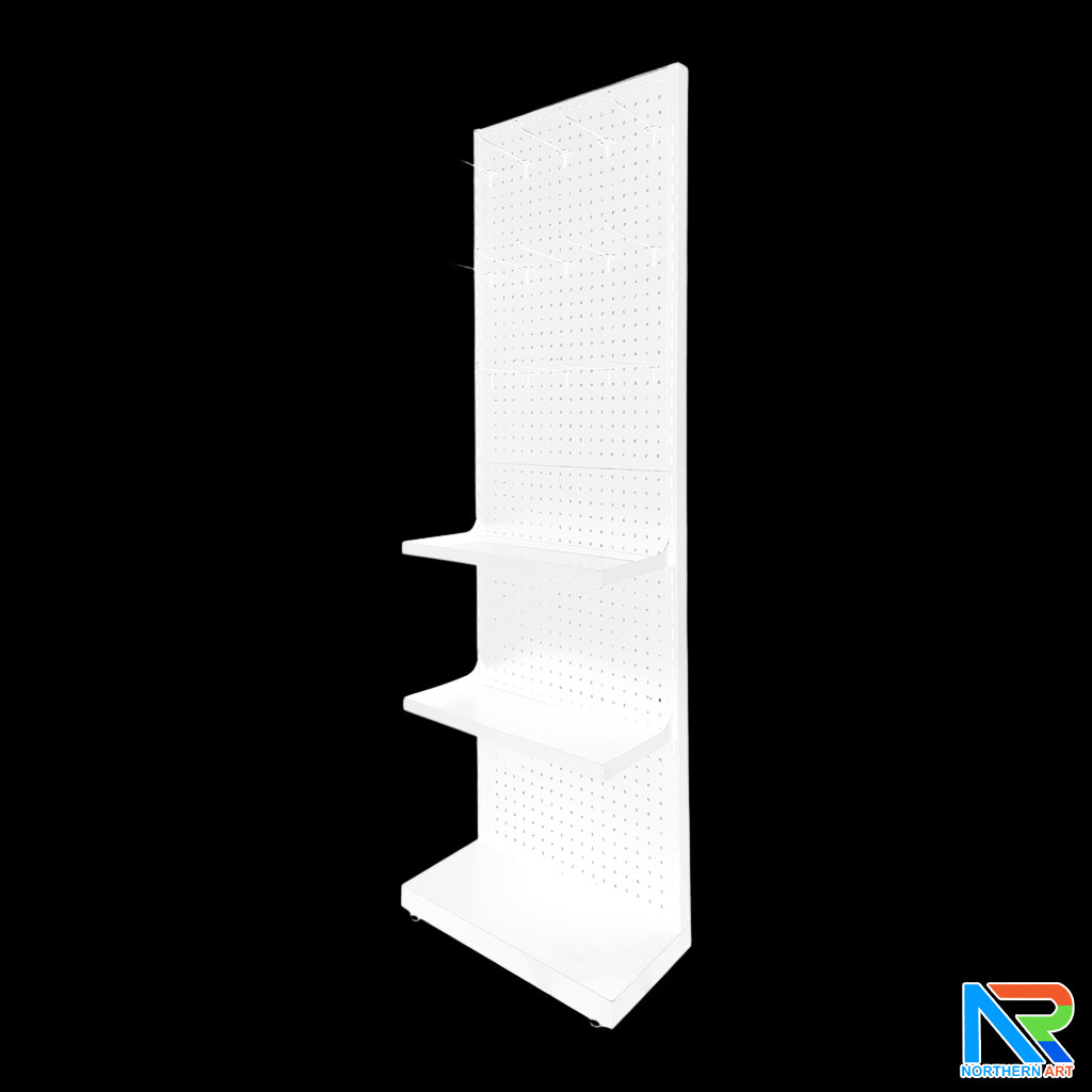 เช่าชั้นวางสินค้าเหล็ก ขนาด(W)50 x (D)25 x(H)150 cm. สีขาว ปรับจำนวนชั้นและขอแขวนได้ตามความต้องการ