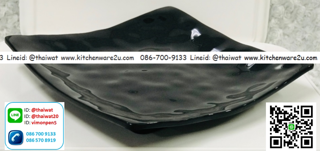 P06786 จานเหลี่ยม 12 นิ้ว ดีไซน์ใหม่ เมลามีนแท้ สีดำ No.3311-12 เครือศรีไทยซุปเปอร์แวร์ (ราคาขายส่งต่อ 6 ใบ:เฉลี่ย 180บต่อใบ)