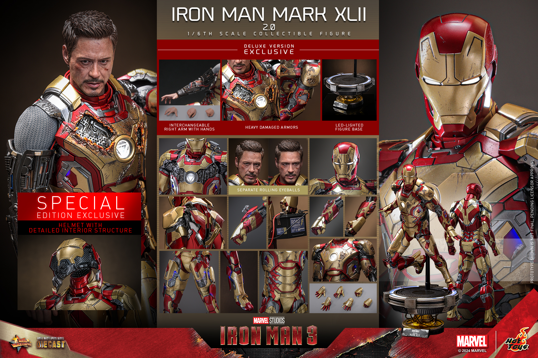 Hot Toys MMS759D66B Iron Man 3 - Iron Man Mark XLII (2.0) (Deluxe Version) (Special Edition)
