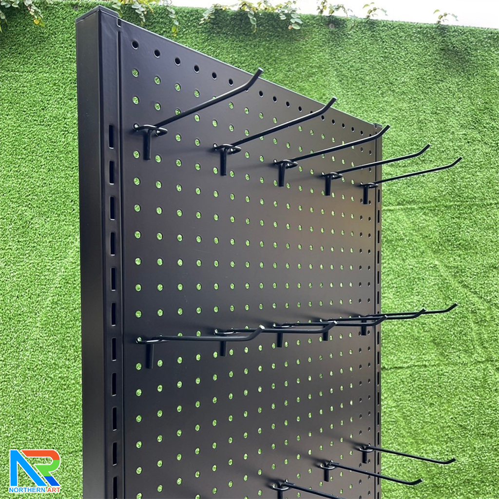 เช่าชั้นวางสินค้าเหล็ก ขนาด(W)50 x (D)25 x(H)150 cm. สีดำ ปรับจำนวนชั้นและขอแขวนได้ตามความต้องการ