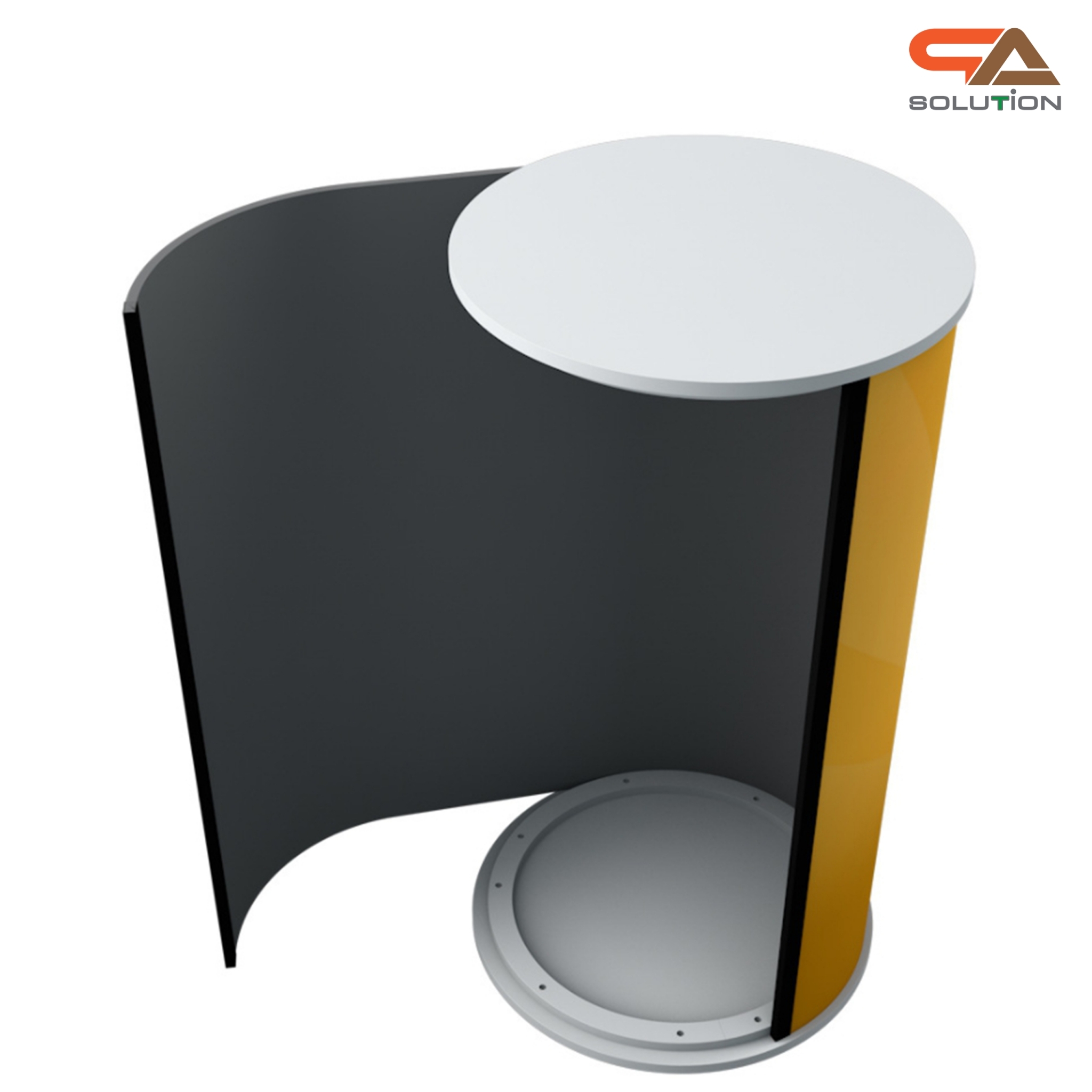 เคาน์เตอร์ออกบูธ ทรงกลม TOPไม้สีขาว (W)50 x (H)94.5 cm. ถอดประกอบได้ เคลื่อนย้ายสะดวก พร้อมกระเป๋าสีดำ 1 ใบ