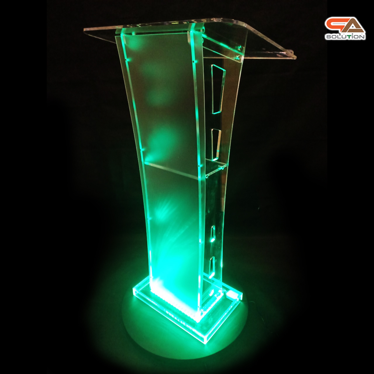 โพเดียมอะคริลิค เรืองแสงLED เปลี่ยนสีได้ พร้อมรีโมท TOP เอียงพร้อมกันตก ขนาด(W)60 x (L)40 x (H)114 cm.