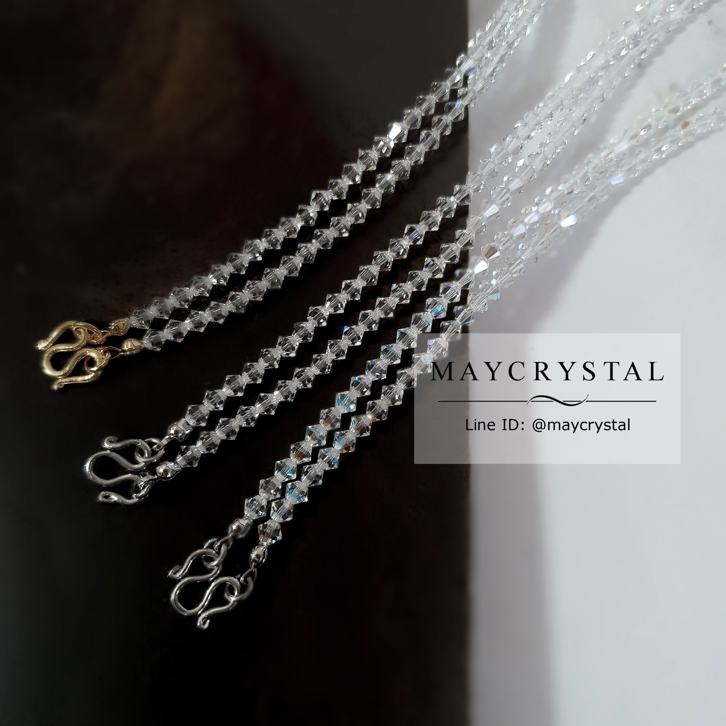 สร้อยคอคล้องพระ คริสตัลแท้จากยุโรป (Embellished with Crystals from Austria)