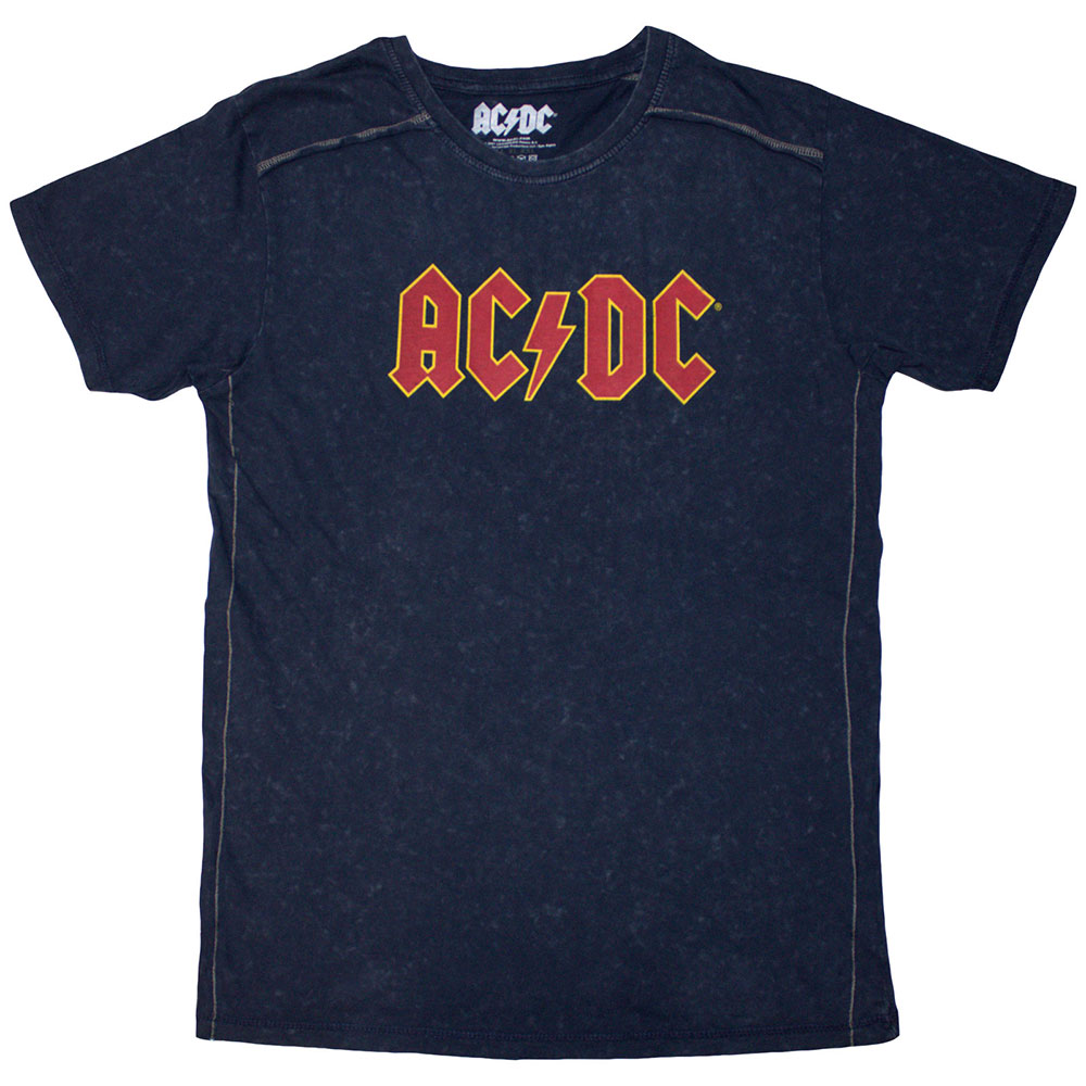 AC/DC Unisex T-Shirt: Logo (Wash Collection) NAVY BLUE