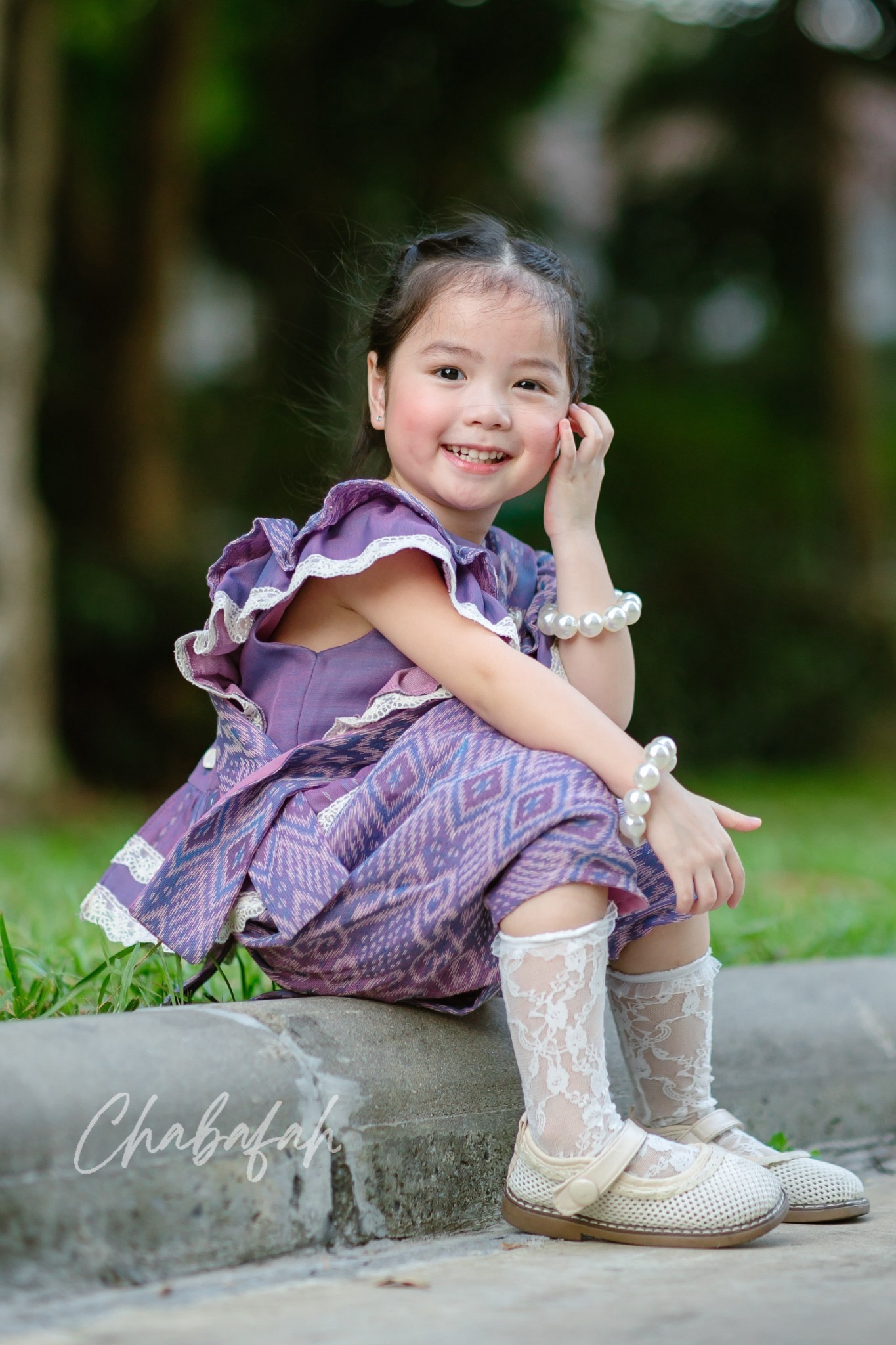 (เซต 4 ชิ้น) ชุดไทยแบรนด์ Chabafah รุ่น ศิรินภา สีม่วง