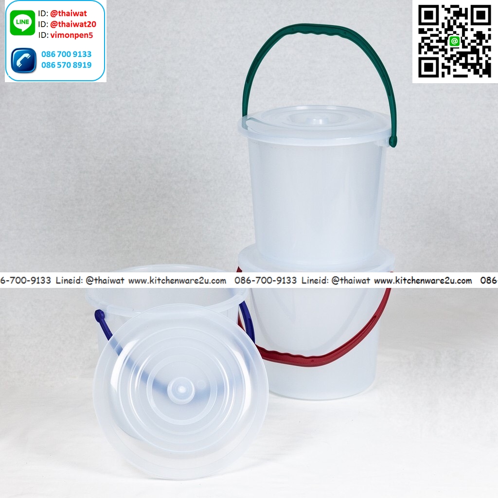 P00139 ถังใสเกรดเอ 2 แกลอน 7.5 ลิตร (26*26*23 cm) มีฝาปิด เกรดเอ สีขาว (ราคาส่งต่อ 12 ใบ)