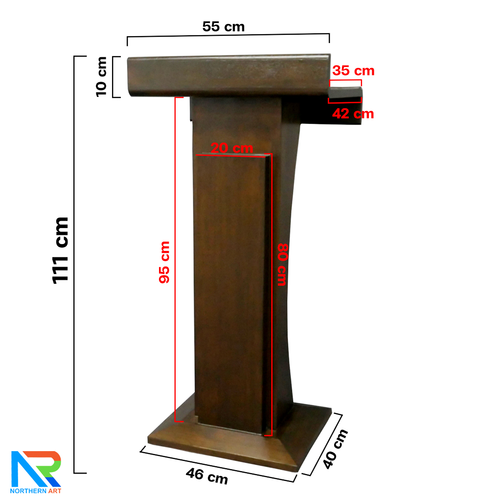โพเดียมไม้ สีโอ๊ค ทรงโมเดิร์น TOPตรง ขนาด (W)55 x (L)42 cm. สูง 111 cm.