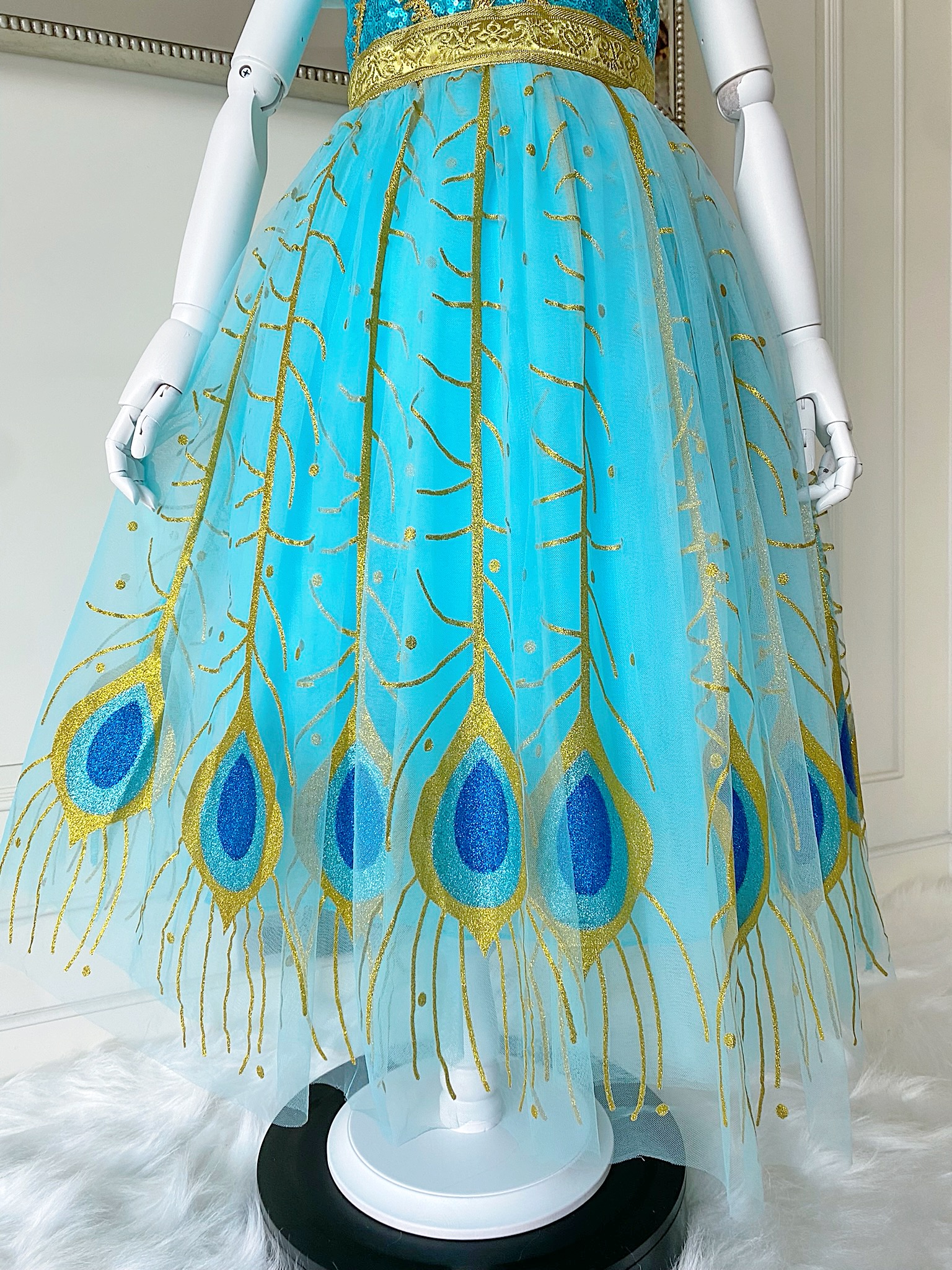 ชุดเจ้าหญิงจัสมิน (Jasmine) รุ่นเดรสสายเดี่ยว พร้อมผ้าคาดผม