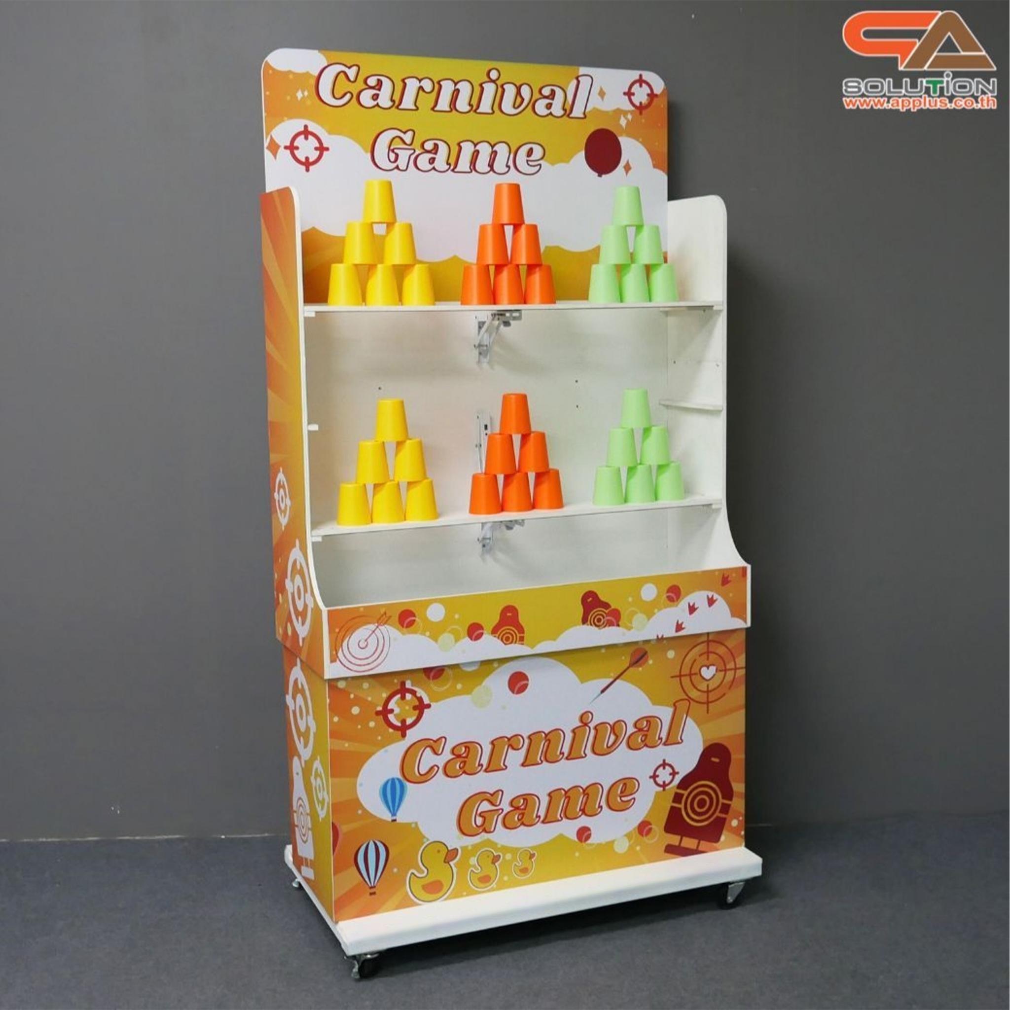 เกมส์ CARNIVAL GAME ปาแก้ว ขนาดโครง (W) 90 x (L)50 x (H)176 cm. พร้อมแก้ว 36 ใบ และบอลโฟม 12 ลูก