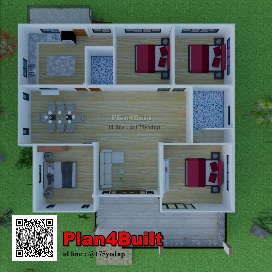 แบบบ้านชั้นเดียวทรงปั้นหยา มุงซีแพคโมนีย