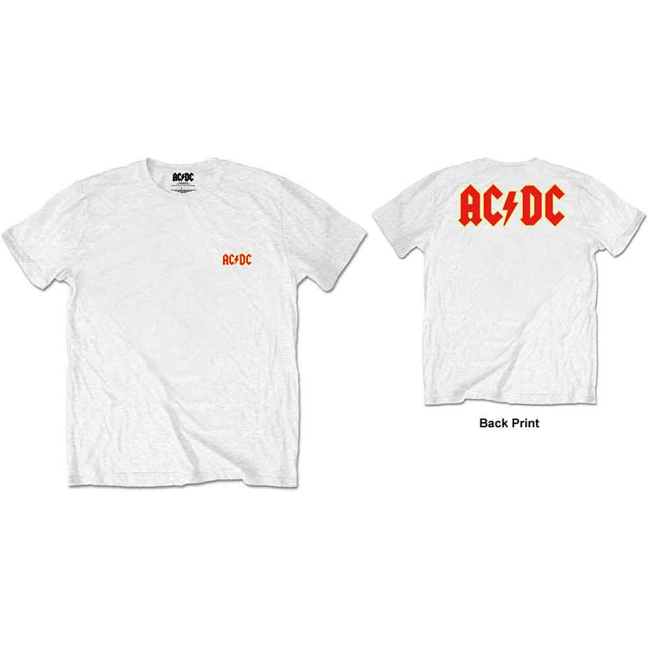 AC/DC Unisex Retail Pack T-Shirt: Logo (Back Print) WHITE