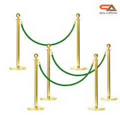 เช่าเสากั้นบริเขต สแตนเลสหัวกลมสีทอง พร้อมสายผ้าคล้อง สีแดง ดำ เทา เหลือง เขียว น้ำเงิน ม่วง ชมพู ขาว ส้ม ( ราคาต่อเสา )