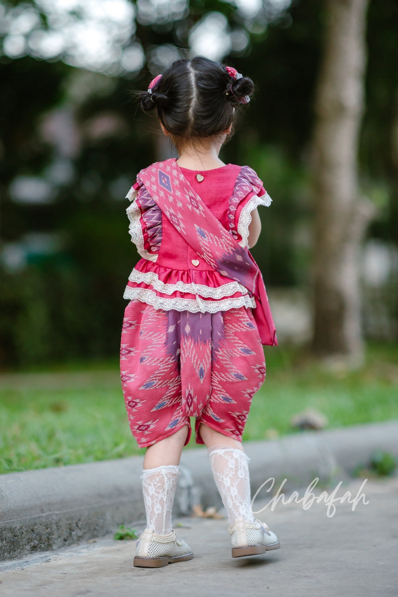 (เซต 4 ชิ้น) ชุดไทยแบรนด์ Chabafah รุ่น "ศิรินภา" สีแดง