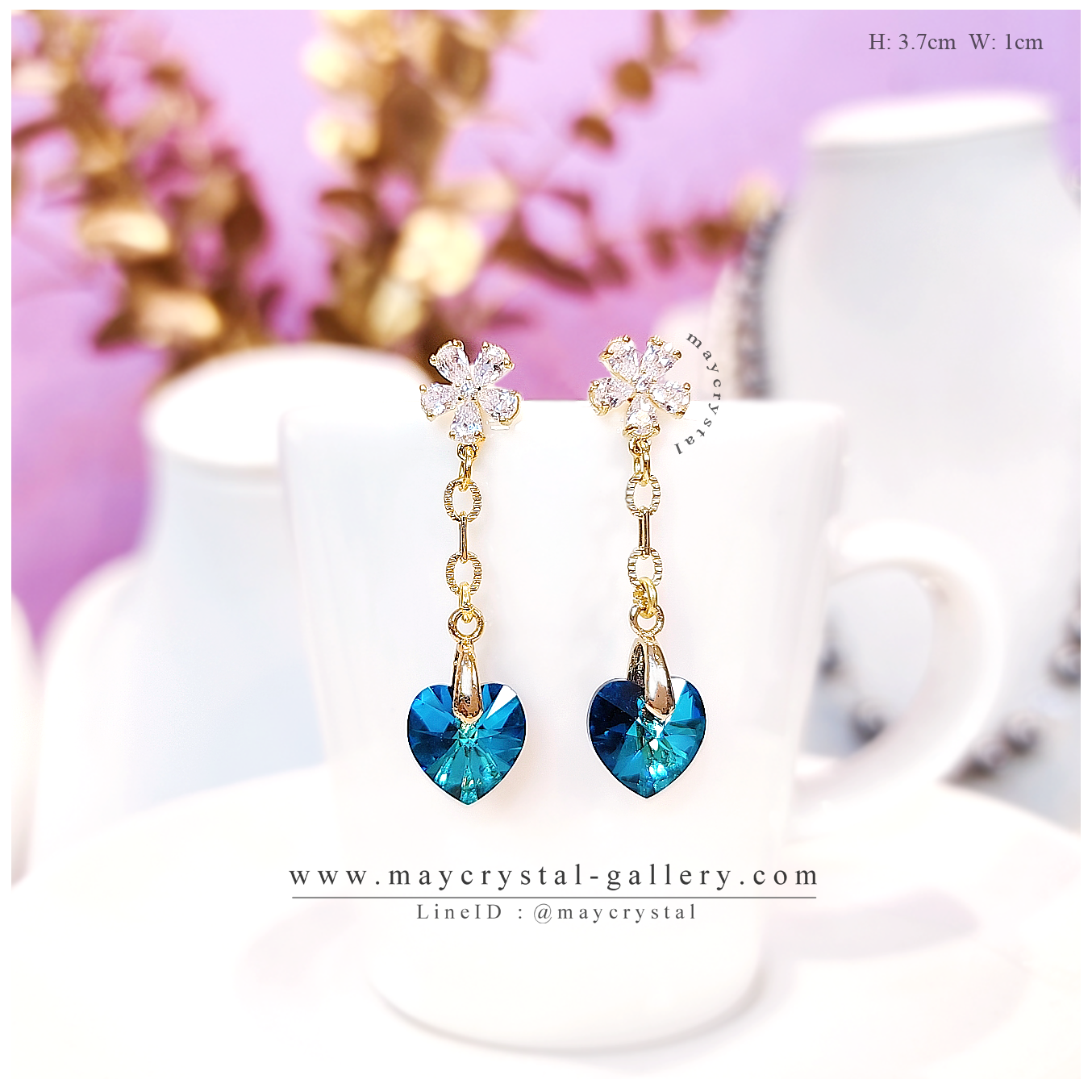 ต่างหูหัวใจมหาสมุทรคริสตัลแท้ จากยุโรป (Embellished with Crystals from Austria)