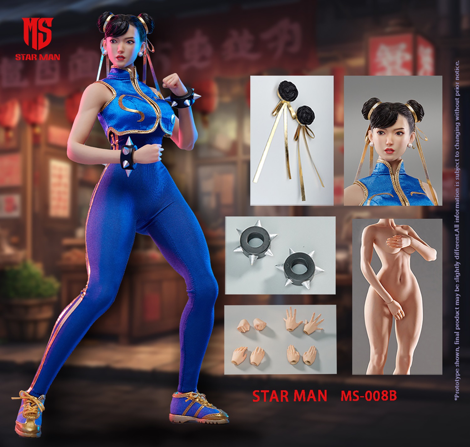 STAR MAN MS-008B Female Fighter Chun-li (Blue Tight Jumpsuit Version)