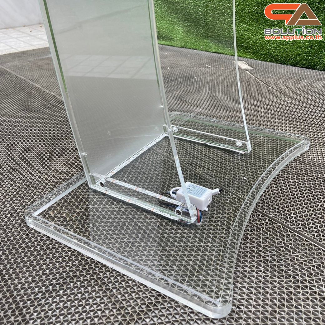 เช่าโพเดียมอะคริลิค LED-02 ขนาด (W) 60 x (L) 40 x (H) 108 cm. เรืองแสงLED เปลี่ยนสีได้ พร้อมรีโมท พร้อมบริการรับ-ส่ง กทมฯและปริมณฑล