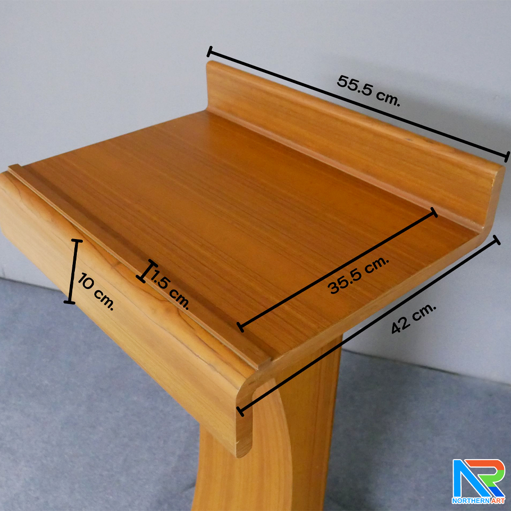 โพเดียมไม้ สีสัก ทรงโมเดิร์น TOPตรง ขนาด (W)55 x (L)42 cm. สูง 111 cm.