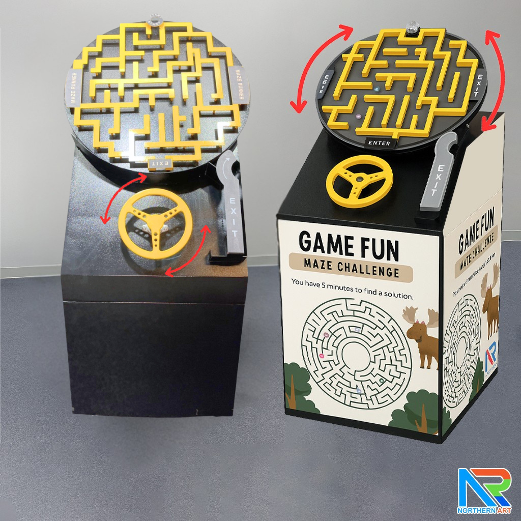 เช่าเกมส์เขาวงกต รุ่นพวงมาลัยรถ ขนาด (W)70 x (D)60 x (H)145 cm. พร้อมลูกแก้วคละสี 5 ลูก