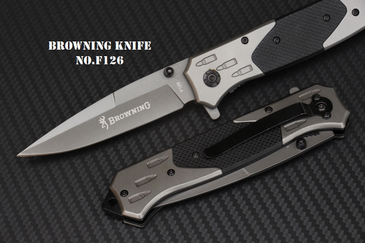 มีดพับ BROWNING F126 ใบมีดปลายแหลม 5Cr15mov ด้ามจับ G10 แท้สีดำด้าน