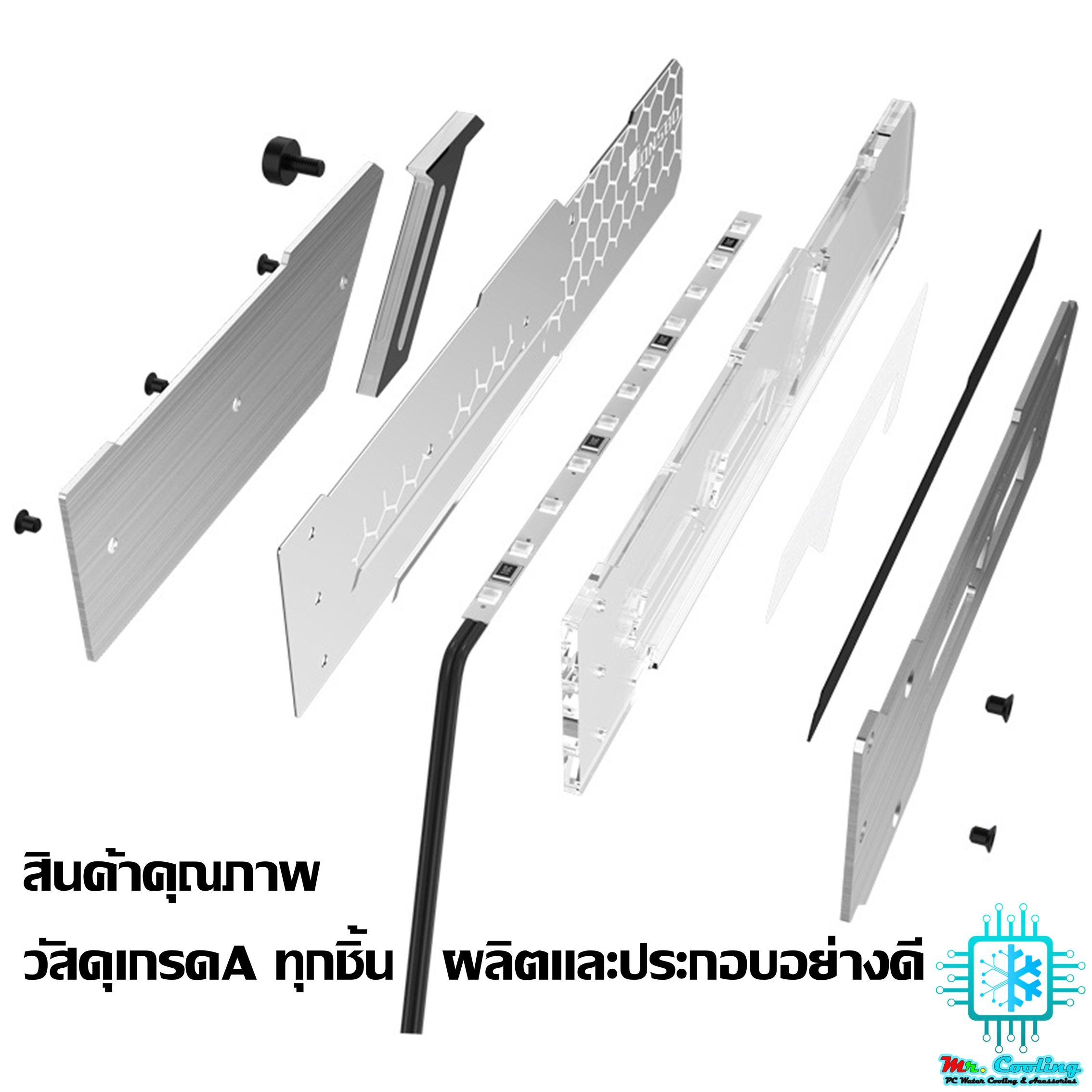 ค้ำการ์ดจอRGB JONSBOงานอลูมิเนียมและอะคริลิคไฟAutoRGBยาว23cm