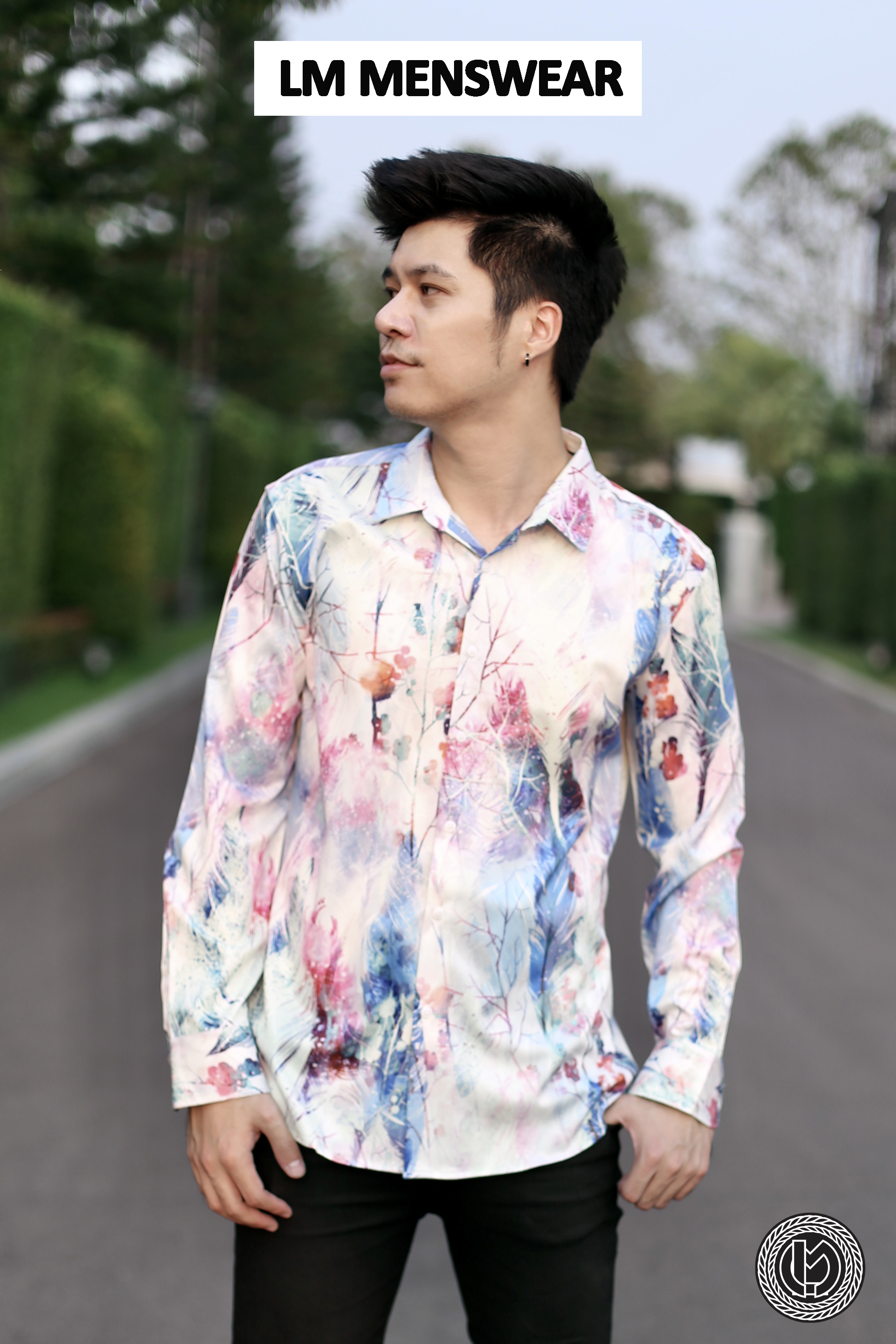 PInk Blue Patterned Shirt