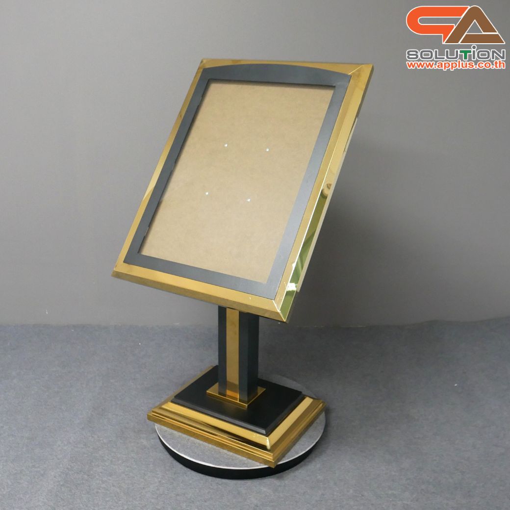 เช่าโปสเตอร์สแตนสีทอง ขนาด A1 โชว์งานพิมพ์ 1 ด้าน ฐานเสริมหิน มั่นคง