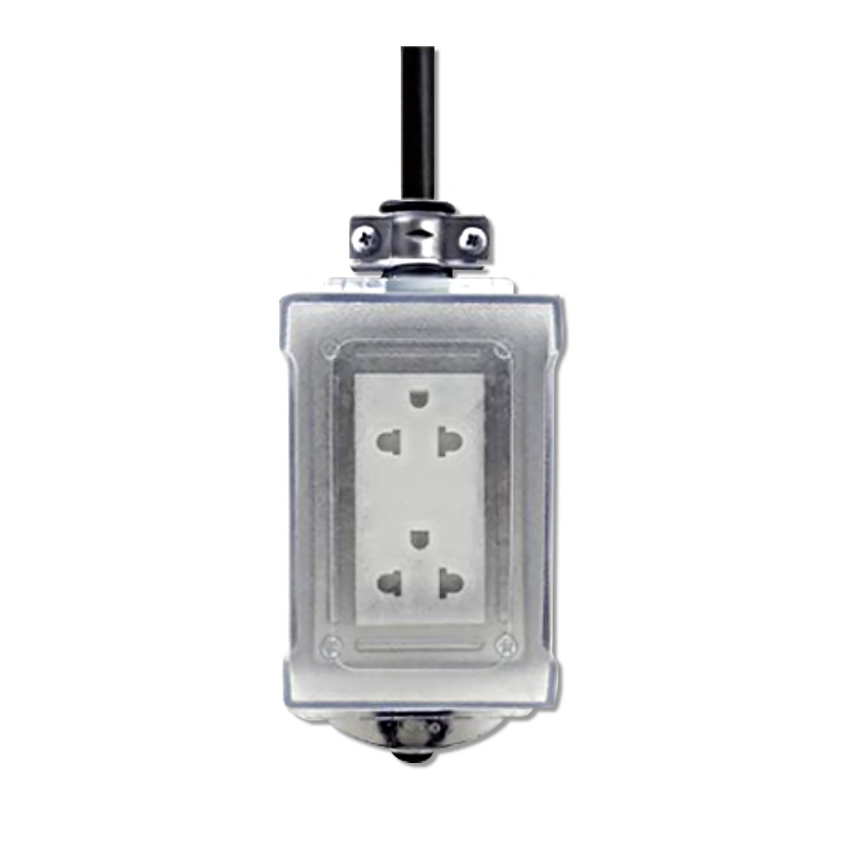 NANO บล็อคยางพร้อมเต้ารับ 2 ช่อง 10A + ฝา PC กันน้ำ (สายยาว 5M) รุ่น RB10NS2-5M-CC (1 ชิ้น/กล่อง)