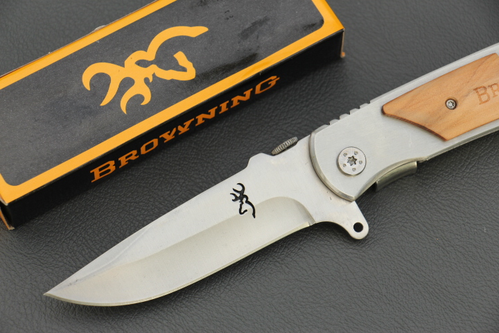 มีดพับ BROWNING Stainless Steel ประกับไม้สีครีม มีด OME เกรดดี