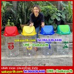 ถังขยะทรงเหลี่ยม ถังใส หกเหลี่ยม ฝาแกว่ง ความจุ 56 ลิตร