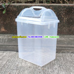 ถังขยะทรงเหลี่ยม ฝาแกว่ง 14 ลิตร สีใส