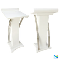 โพเดียมไม้ สีขาว ตกแต่งสแตนเลสเกรด304 ขนาด (W) 55 x (L) 50 x (H) 120 cm.