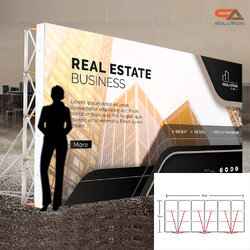 VINYL BACKDROP OUTDOOR แบคดรอปไวนิล รุ่น 3x6 ขนาด (W)600 x (H)300 cm. โครงอะลูมิเนียมพร้อมขาค้ำยัน ถอดประกอบได้ เหมาะกับงานภายนอกอาคาร