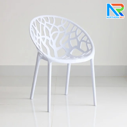 เช่าเก้าอี้ พลาสติกโพลีโพรพิลีน สีขาว (PP) ทรงกลม ขาเหล็กชุบโครเมียม