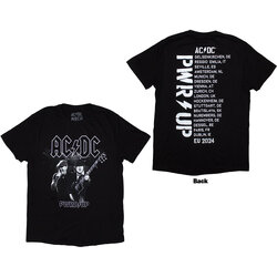 AC/DC Unisex T-Shirt: PWRD-UP B&W Photo EU Tour '24 (Back Print & Ex-Tour) GREY