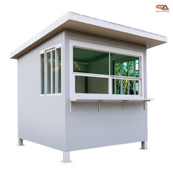 ป้อมยามสำเร็จรูป หุ้มเสา ขนาด (W)2.00 x (L)2.00 x (H)2.60 ม. โครงเหล็ก กรุแผ่นสมาร์ทบอร์ด บานหน้าต่างอลูมิเนียม