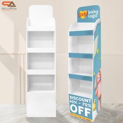 ชั้นวางสินค้าพลาสวูด 4 ชั้น ขนาด (W)30 x (D)30 x (H)135 ซม. พลาสวูดหนา 8 มม.พร้อมงานพิมพ์สติ๊กเกอร์