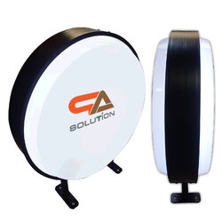 ตู้ไฟวงกลม 2 หน้า ขอบสีดำ ขนาด 30-120 ซม.อะคริลิคปั๊มนูน มีขายื่น ติดตั้งง่าย (ราคาเฉพาะโครงตู้ ไม่รวมงานพิมพ์)