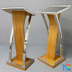 โพเดียมไม้จริง สีสัก PD-01 ขนาด (W)48 x (L)51 x (H)120 cm Top หุ้มสแตนเลส เกรด 304 แข็งแรงทนทาน พร้อมจัดส่งทั่วไทย