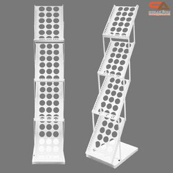 ชั้นวางโบรชัวร์เหล็ก สีขาวรุ่นพับได้ 1 ด้าน ขนาด A4 พับเก็บได้ เคลื่อนย้ายสะดวก พร้อมกระเป๋า 1 ใบ