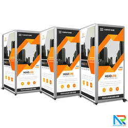 บอร์ดจัดนิทรรศการ อะลูมิเนียม ตั้งซิกแซก 6 บานพร้อมล้อ ขนาด (W)100 x (H)200 ซม. ถอดประกอบและพับเก็บได้